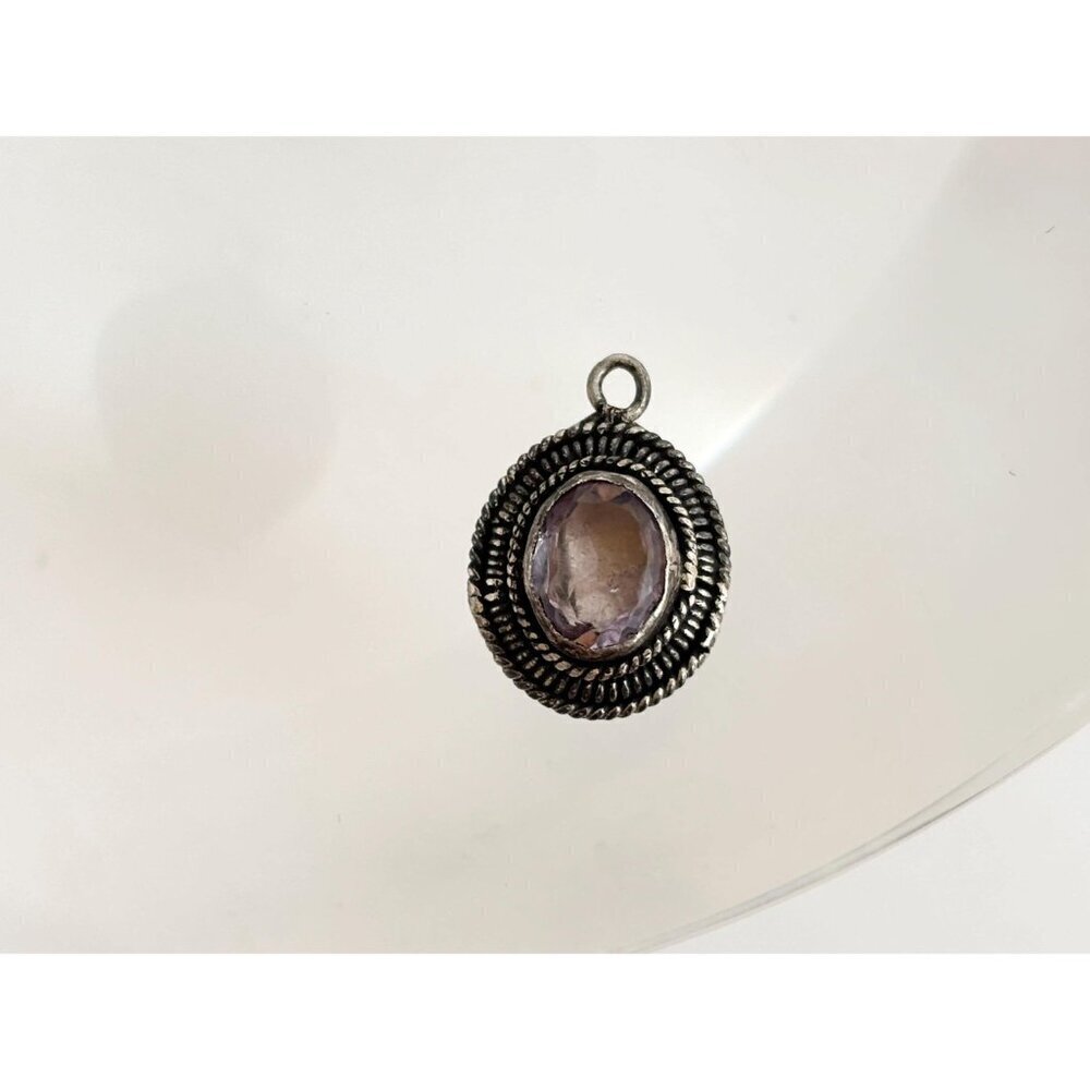 Amythest Rope Framed 925 Sterling Silver Figural Little Vintage Pendant | Charm - Picture 5 of 9